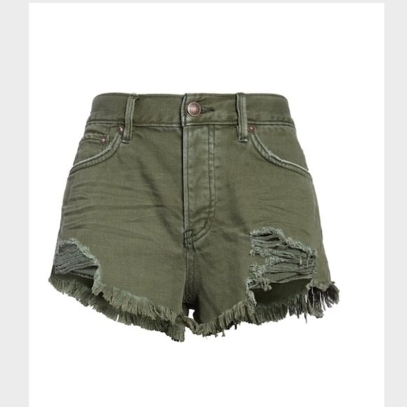 Free People Pants - Free People Cutoff Denim Shorts Sage Green 25